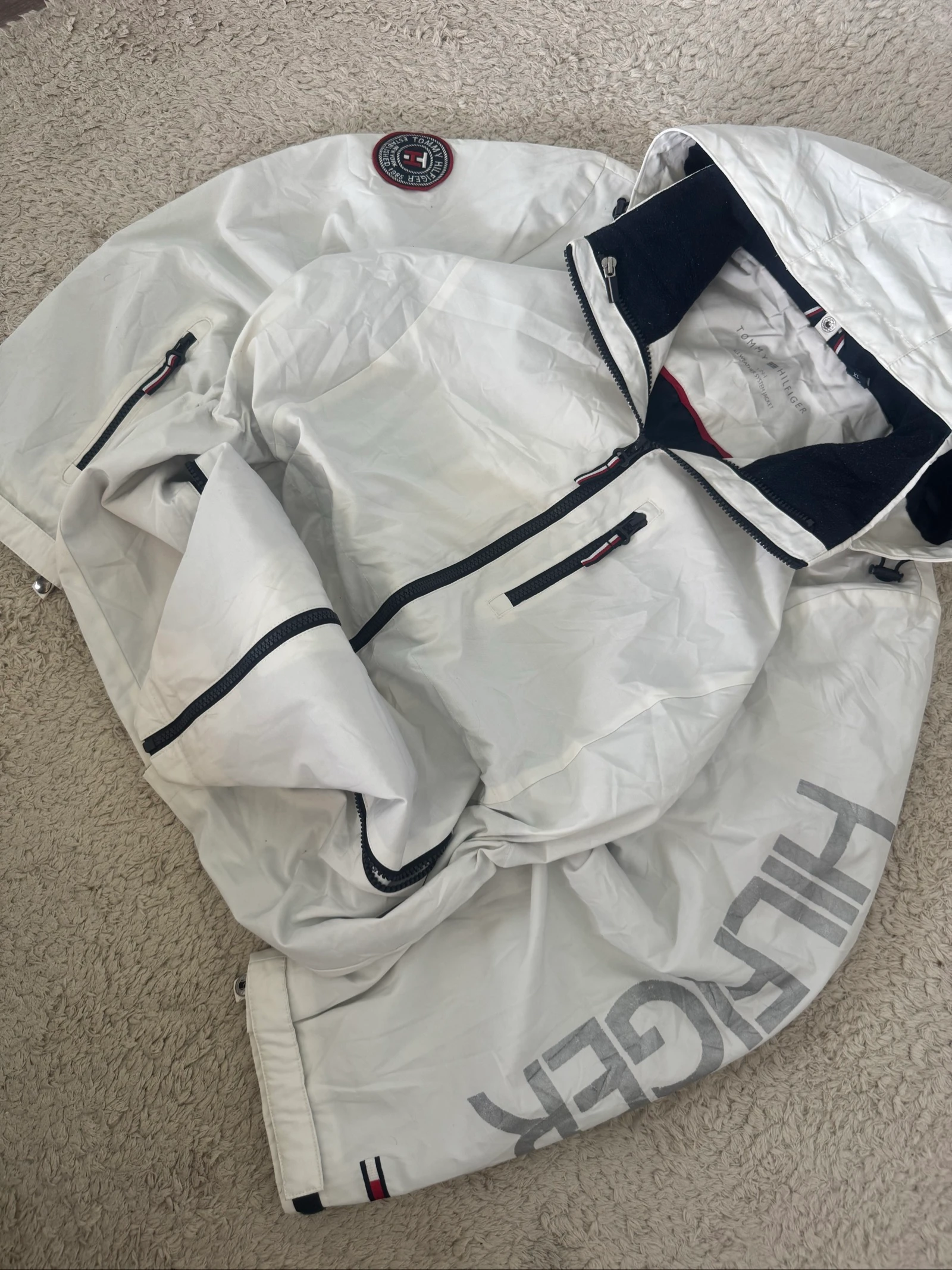 Tommy Hilfiger Vintage Y2K Dames Capuchon Windjack Zeiljas Wit XL – photo 3
